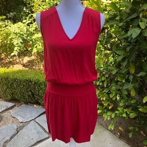 DKNY Red V neck Dress